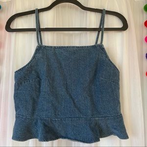 Denim ruffled tank from AE in size M